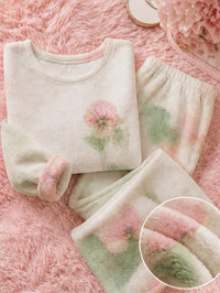 Pyjama grande taille, col rond, allure vintage