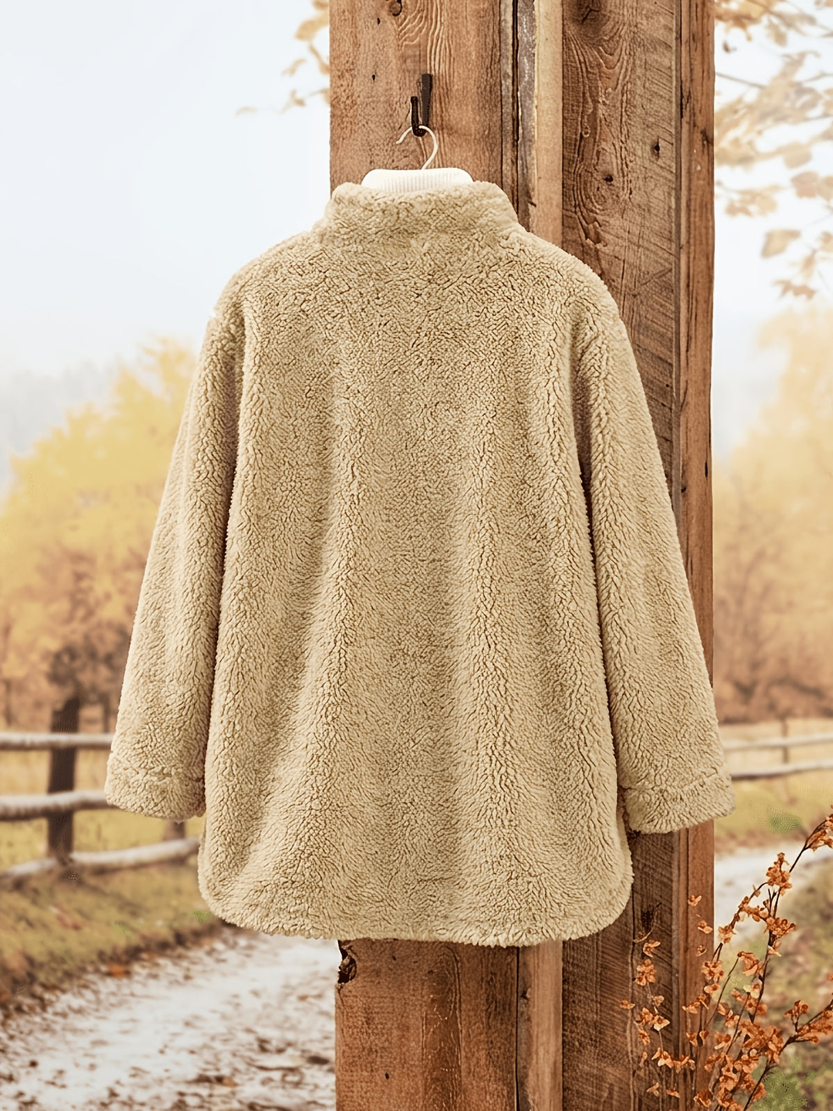 Manteau grande taille, coupe ample, capuche, manches longues, tissu opaque