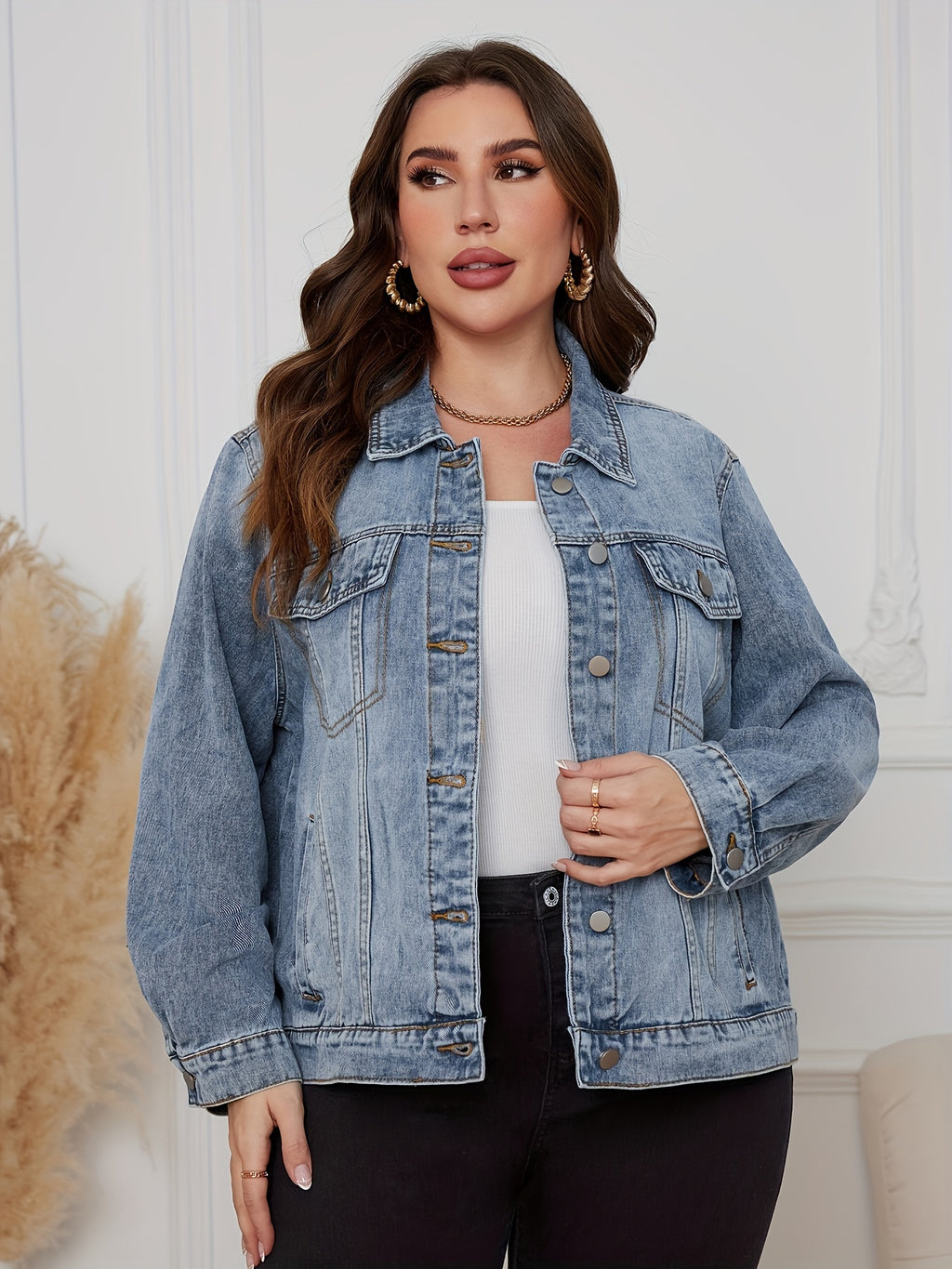 Veste grande taille, tombé fluide, tissu opaque