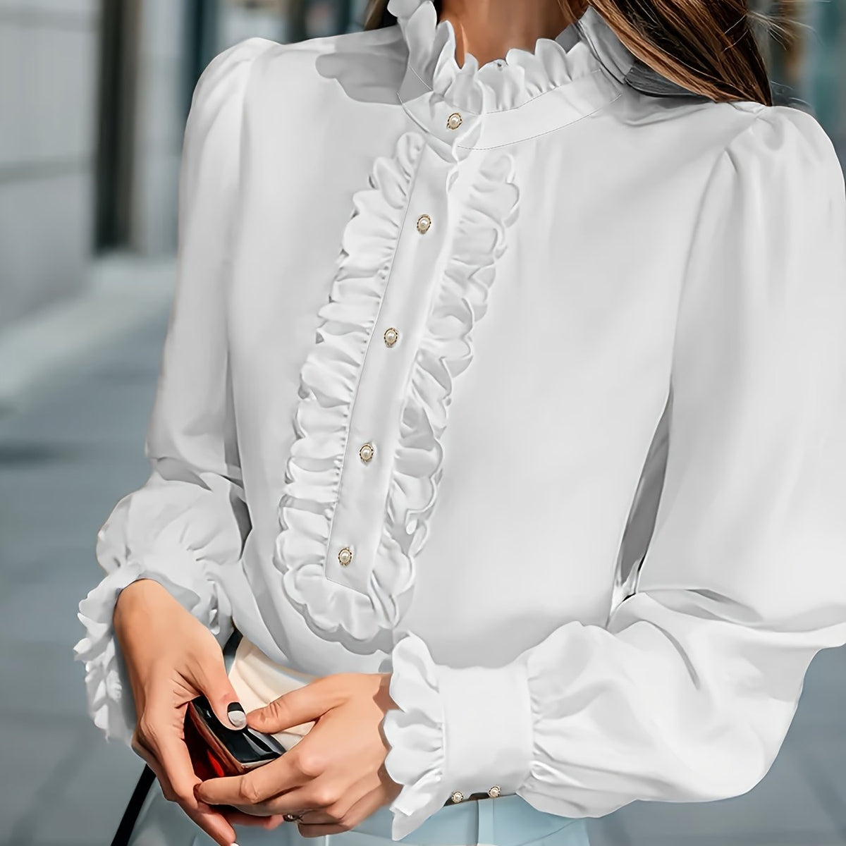 Blouse grande taille, volants — matière : polyester