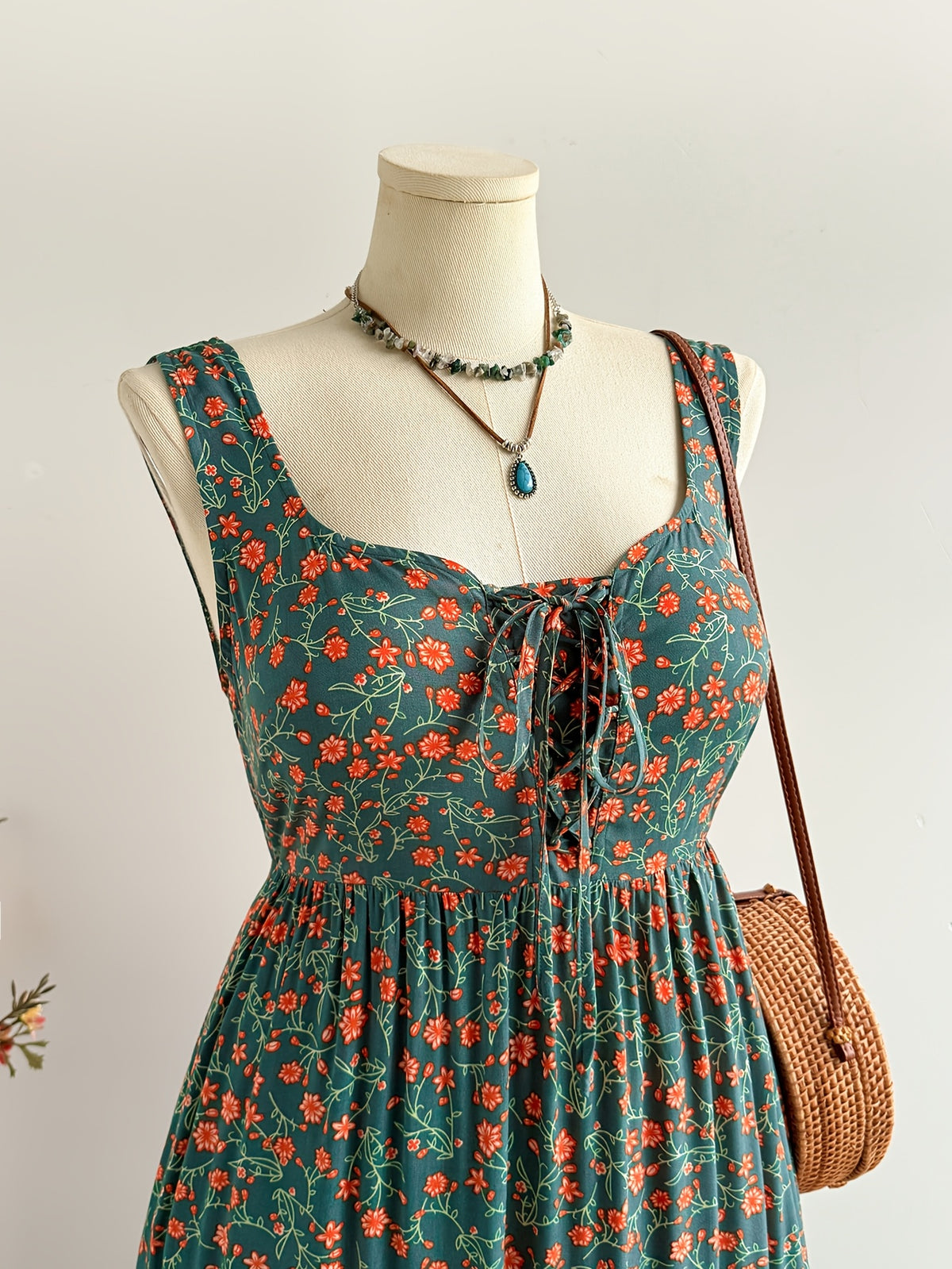 Robe longue grande taille — Viscose bohème à dos smocké