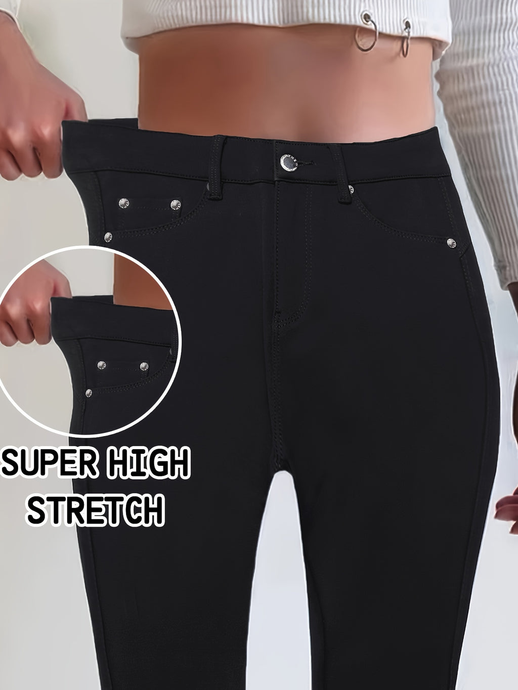 Pantalon slim grande taille, quatre teintes, cinq poches