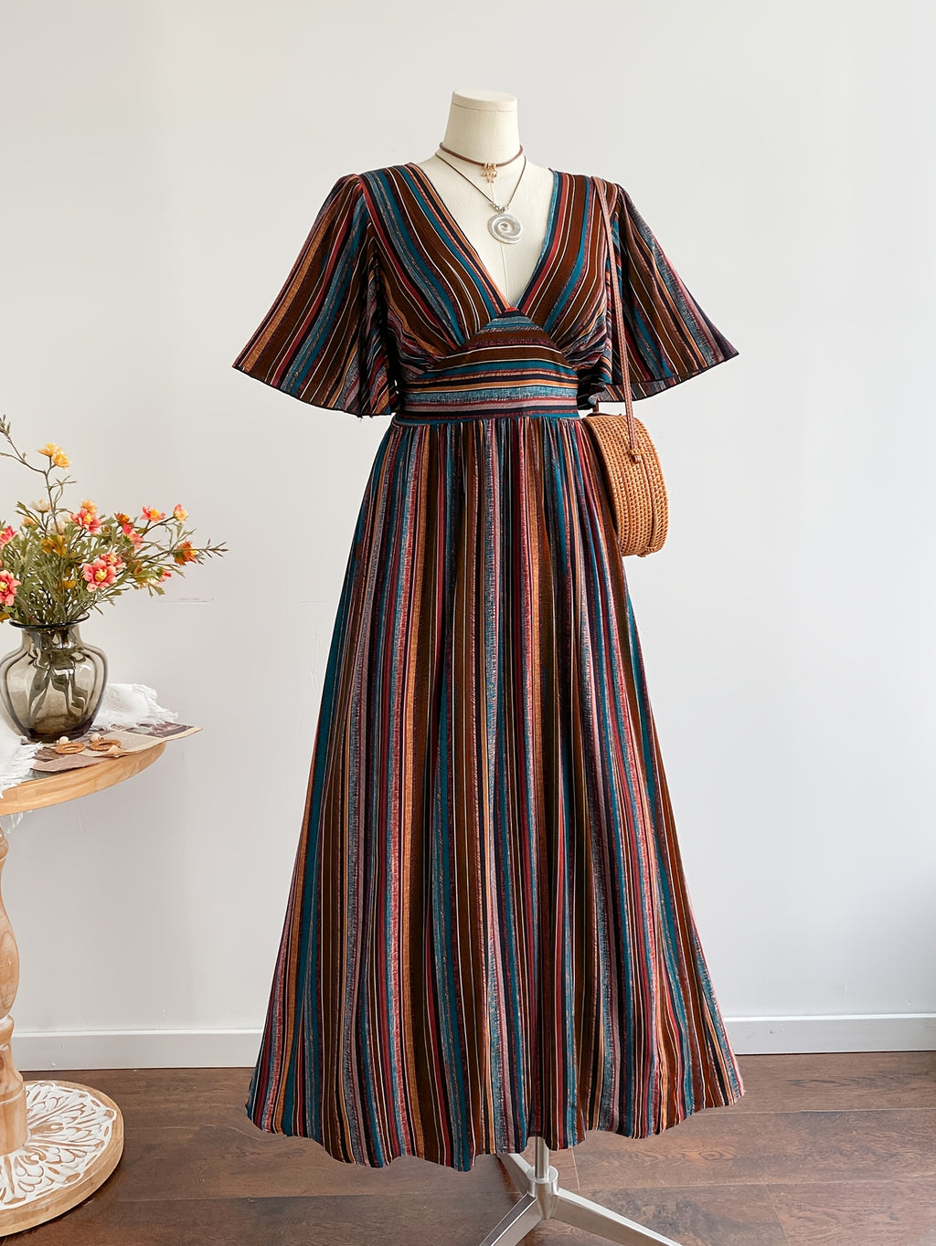 Robe maxi grande taille, trois imprimés en viscose mate