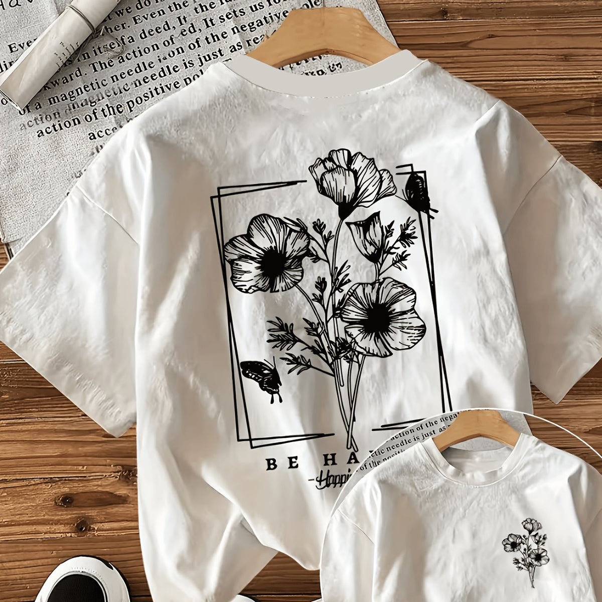 T-shirt grande taille à imprimé fleuri, coupe ample — composition : 100% Polyester Image