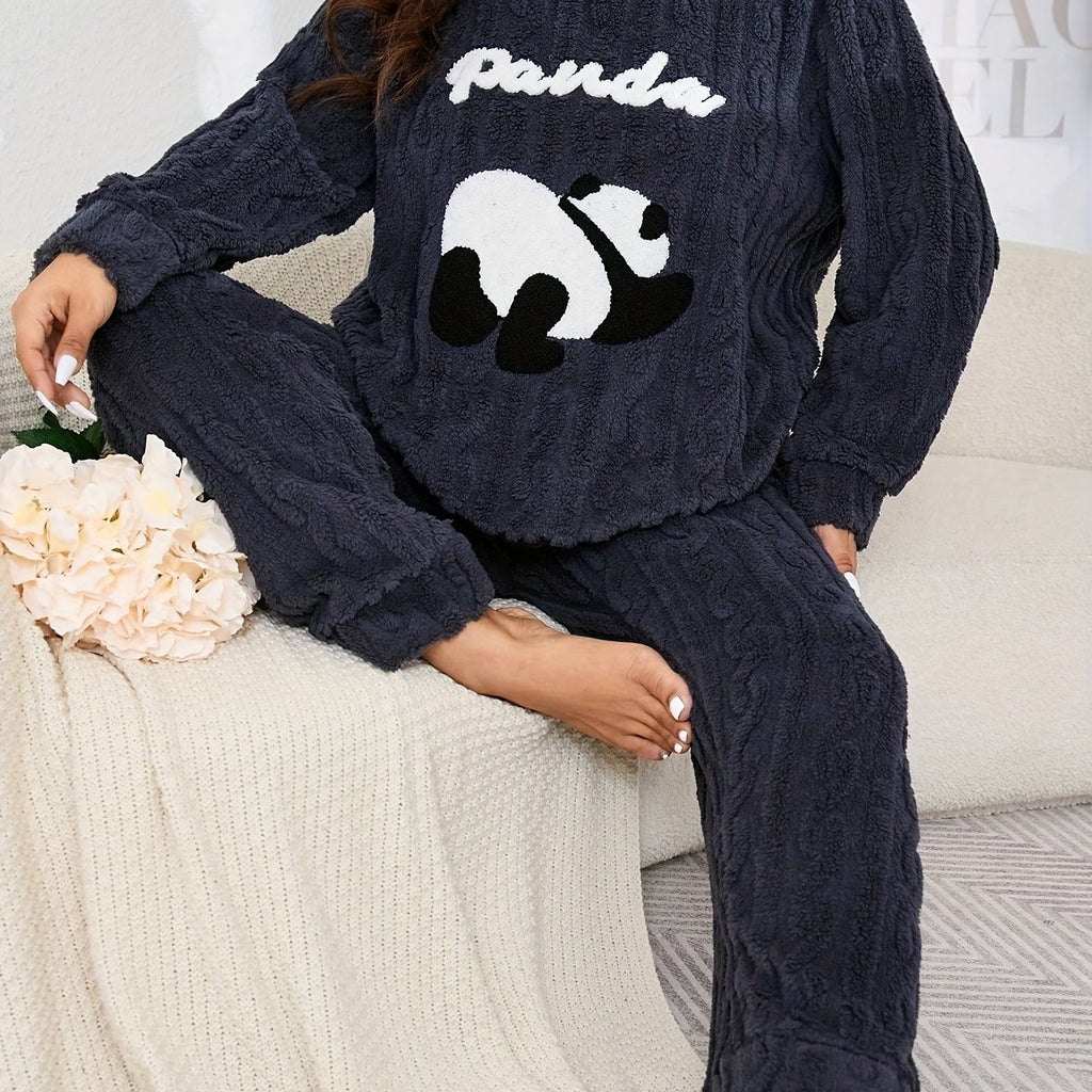 Pyjama grande taille à broderies, chaleur d'hiver — matière : polyester