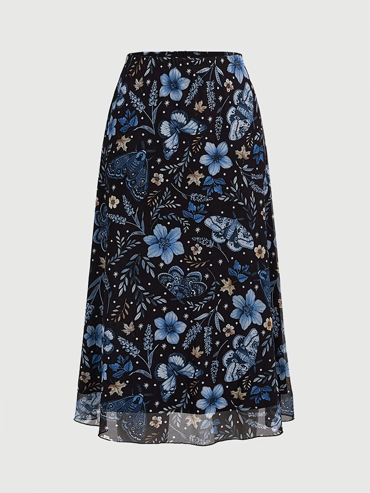 Jupe grande taille à imprimé fleuri, coupe droite, imprimé floral, vu de dos