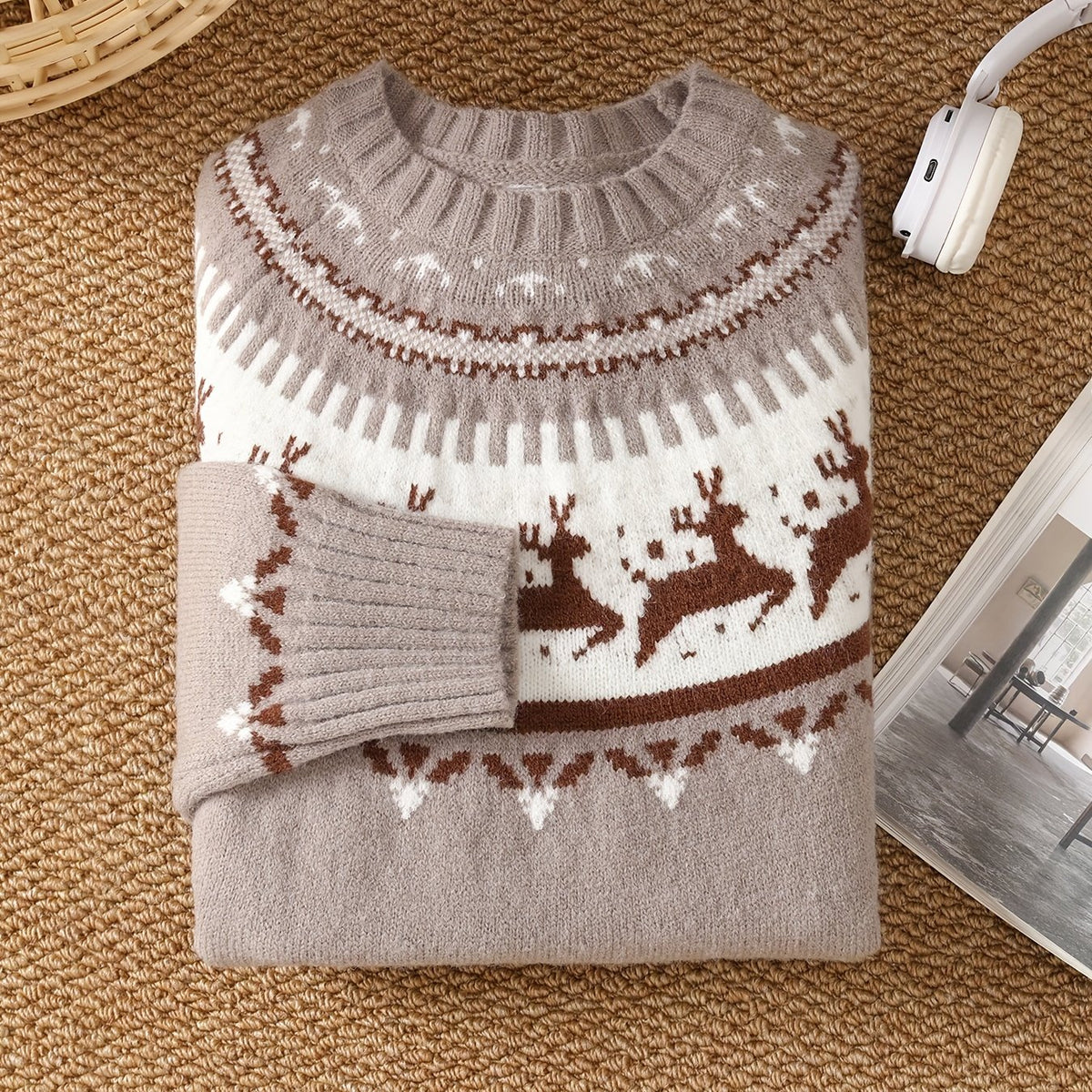 Pull grande taille, coupe ample, chaleur d'hiver — matière : polyester
