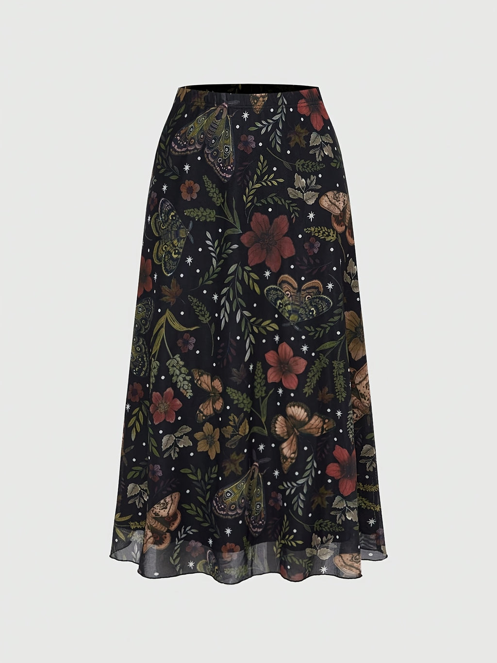 Jupe grande taille à imprimé fleuri, coupe droite, imprimé floral, vue de profil