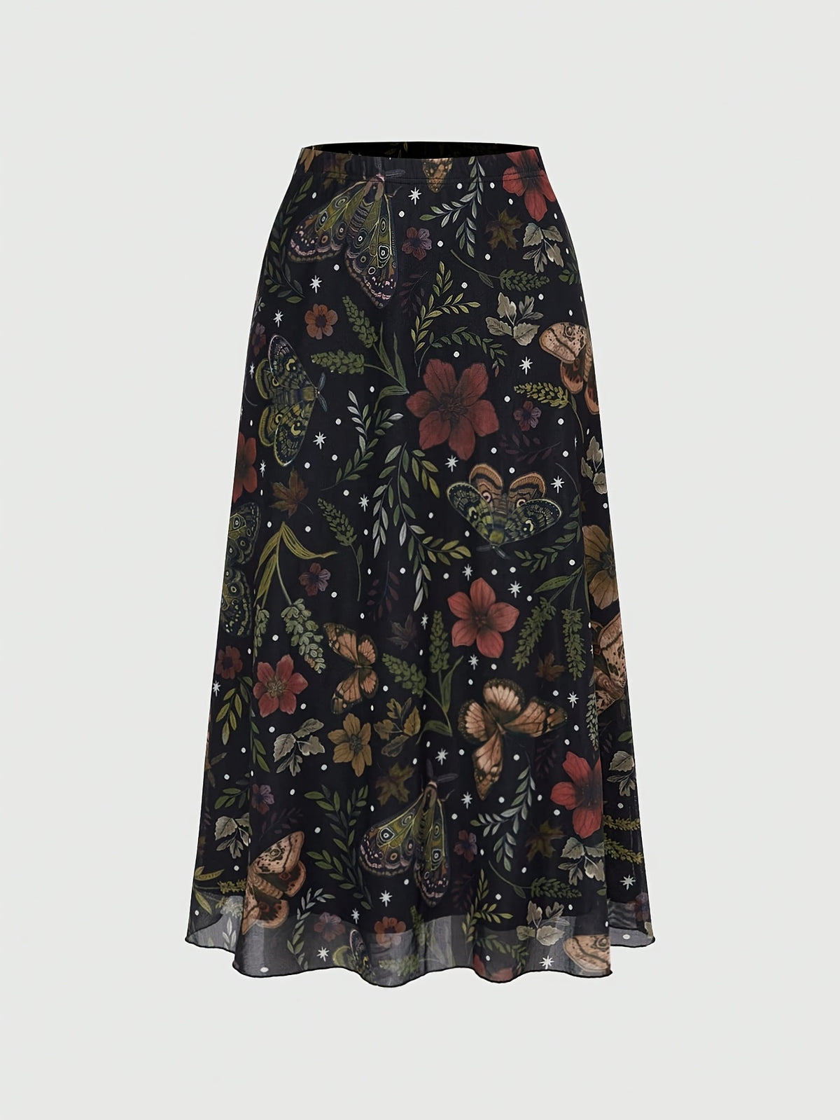 Jupe grande taille à imprimé fleuri, coupe droite, imprimé floral, vue de profil