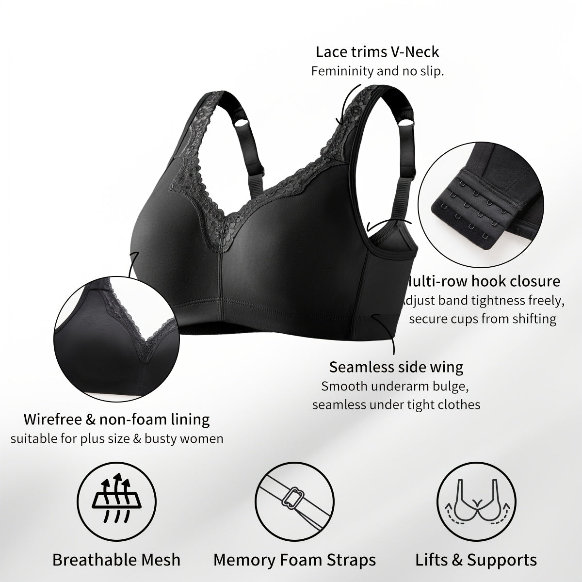 Soutien-gorge minimiseur grande taille, coton, jusqu'au 100F
