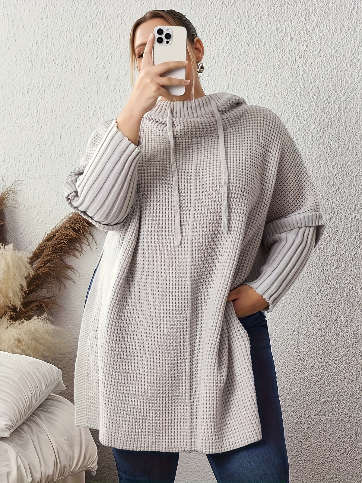 Pull grande taille, fente, chaleur d'hiver Image