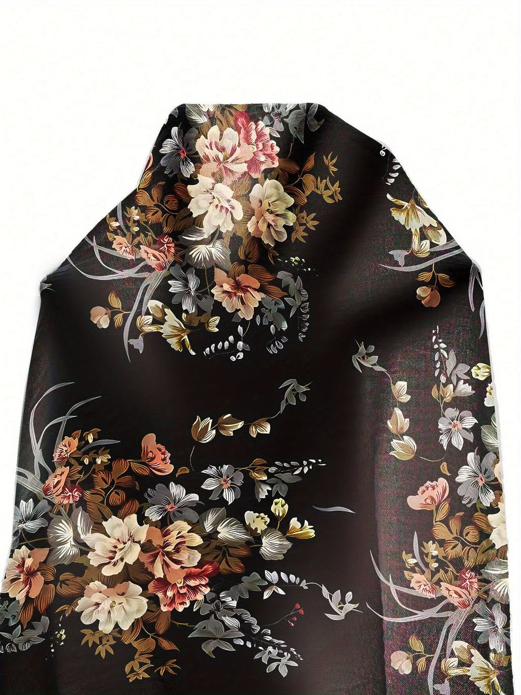 Pantalon grande taille à imprimé fleuri, coupe évasée, cordon, détail du tissu
