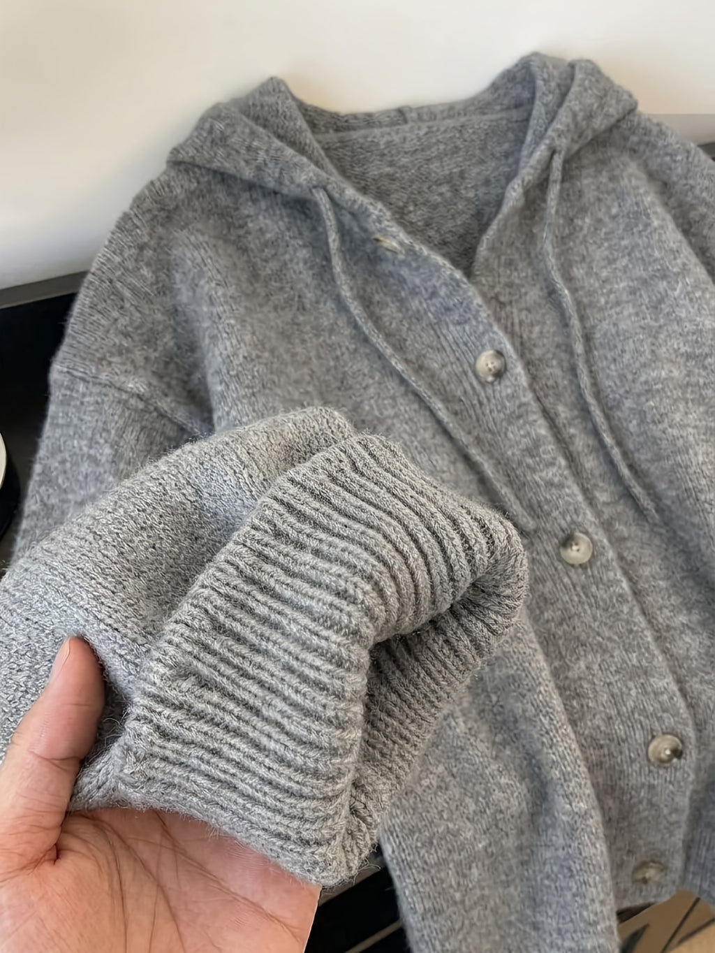 Cardigan grande taille, coupe ample, manches longues, chaleur d'hiver, vu de dos