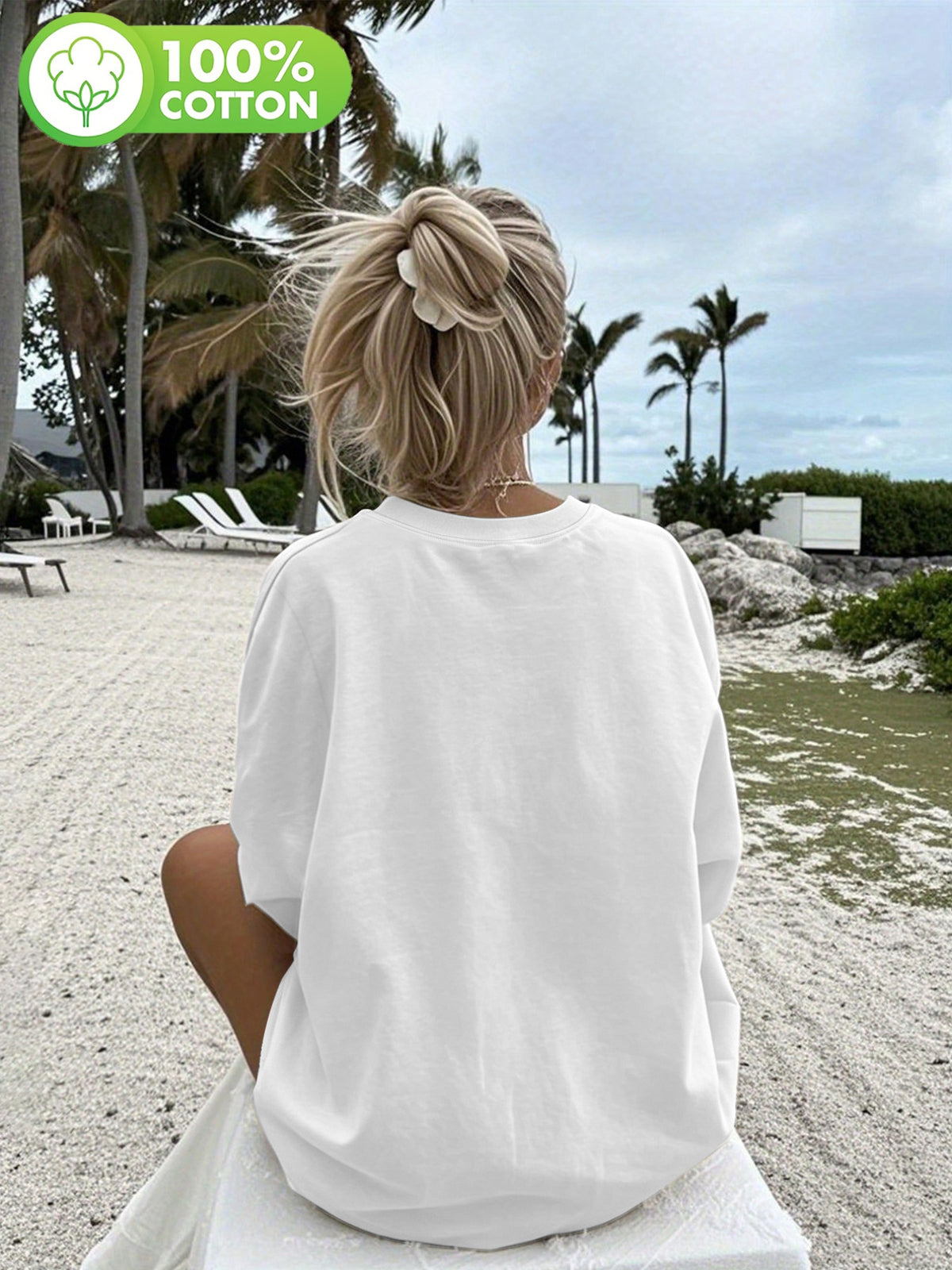 T-shirt grande taille, col rond, manches longues, toucher naturel, détail du tissu
