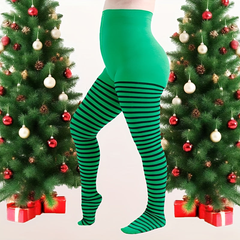 Collant grande taille à rayures — composition : 95% Polyester, 5% Élasthanne