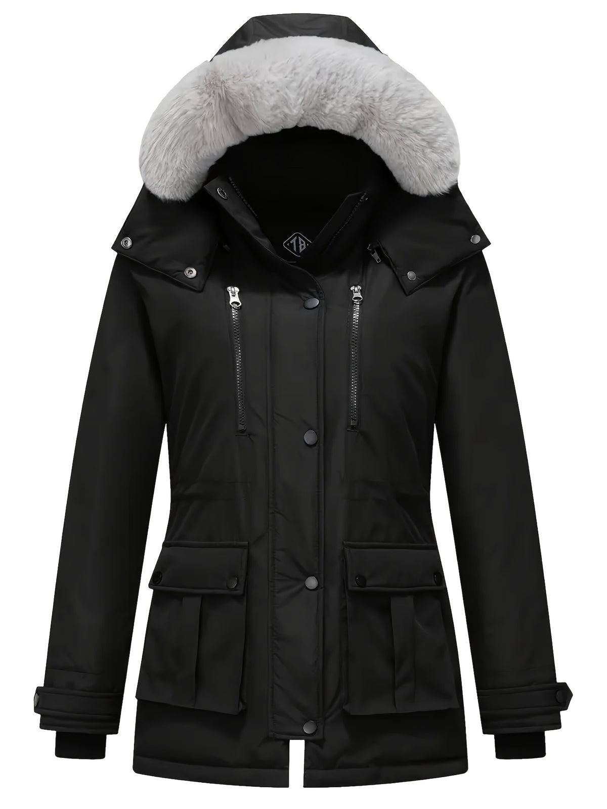 Manteau grande taille, coupe ample, manches longues, chaleur d'hiver — composition : 100% Polyester