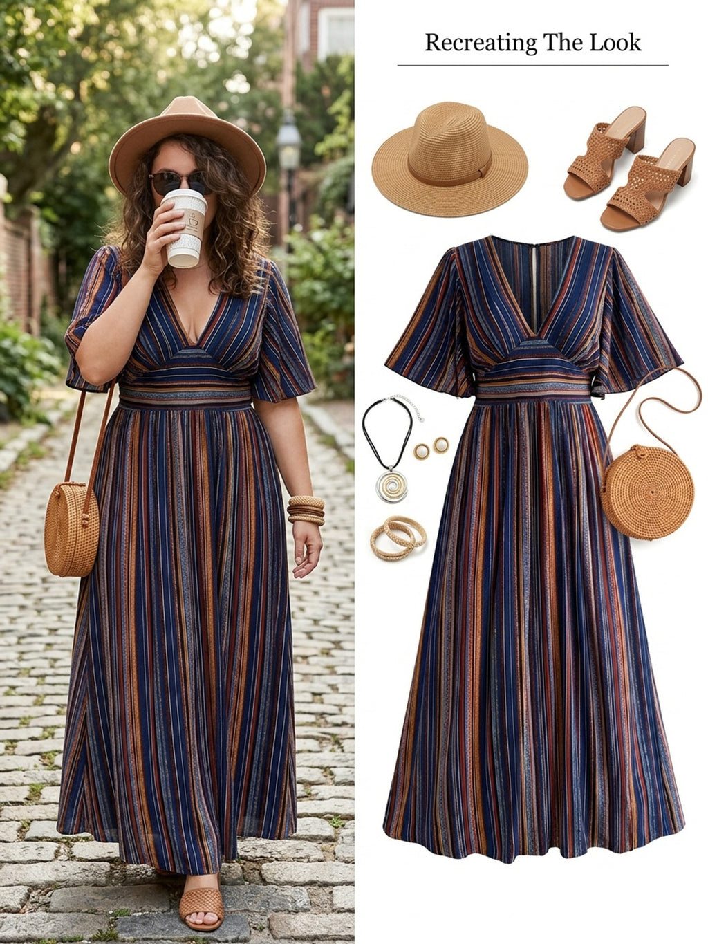Robe maxi grande taille, trois imprimés en viscose mate