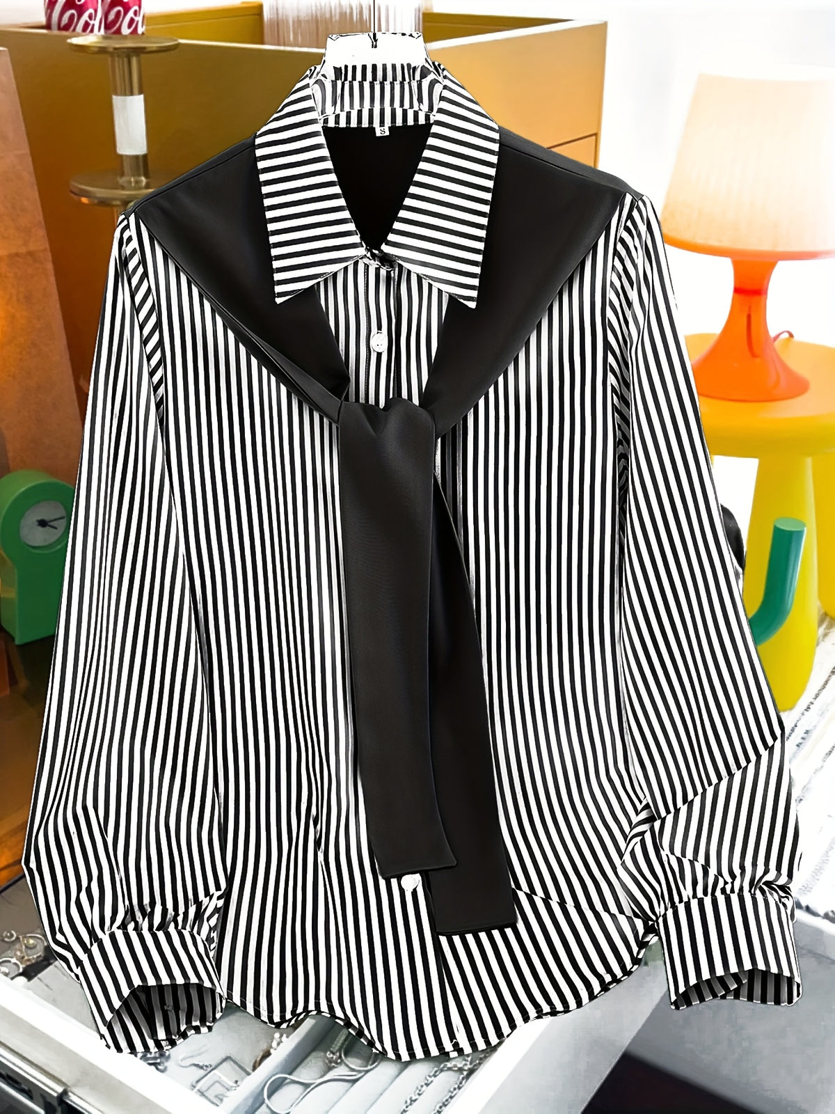 Blouse grande taille à rayures — matière : polyester Image