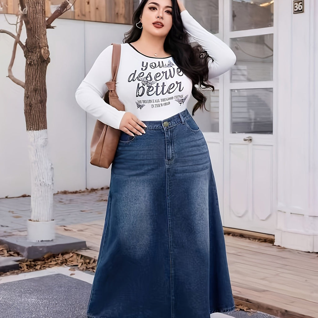 Jupe grande taille, coupe ample, toucher naturel — matière : coton