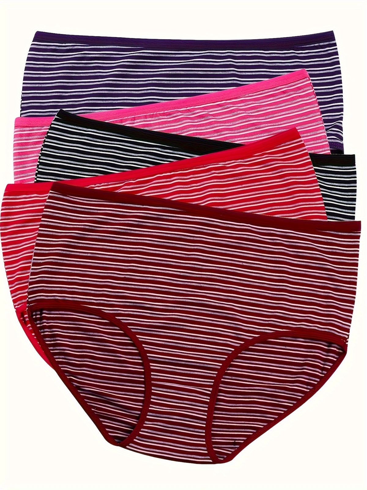 Culotte grande taille à rayures, toucher naturel, ligne épurée Image