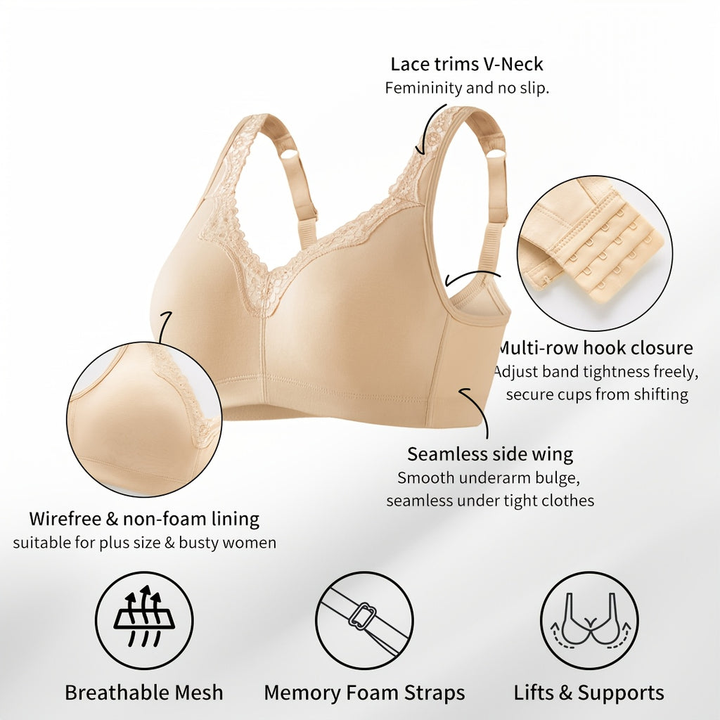 Soutien-gorge minimiseur grande taille, coton, jusqu'au 100F