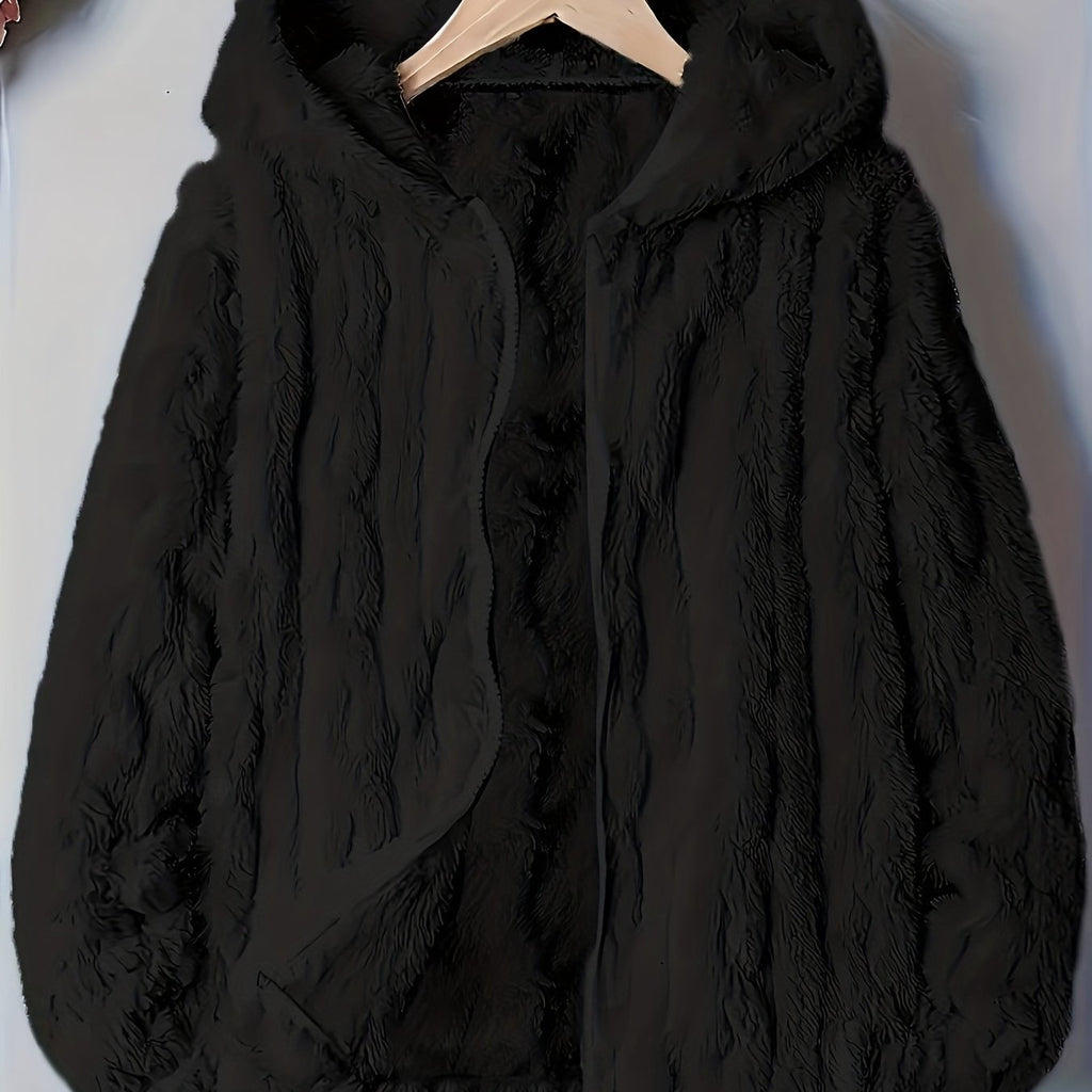 Sweat grande taille, coupe ample, capuche, chaleur d'hiver — matière : polyester
