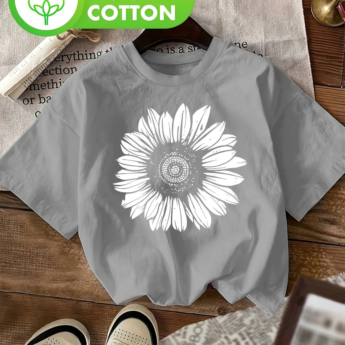 T-shirt grande taille, col rond, manches courtes, toucher naturel — composition : 100% Coton Image