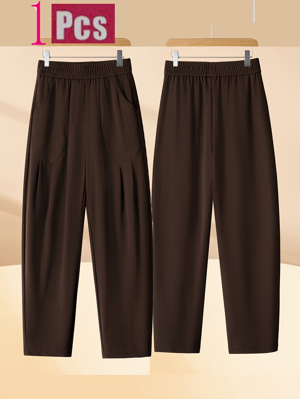 Pantalon carotte grande taille — Maille drapée et plis creux