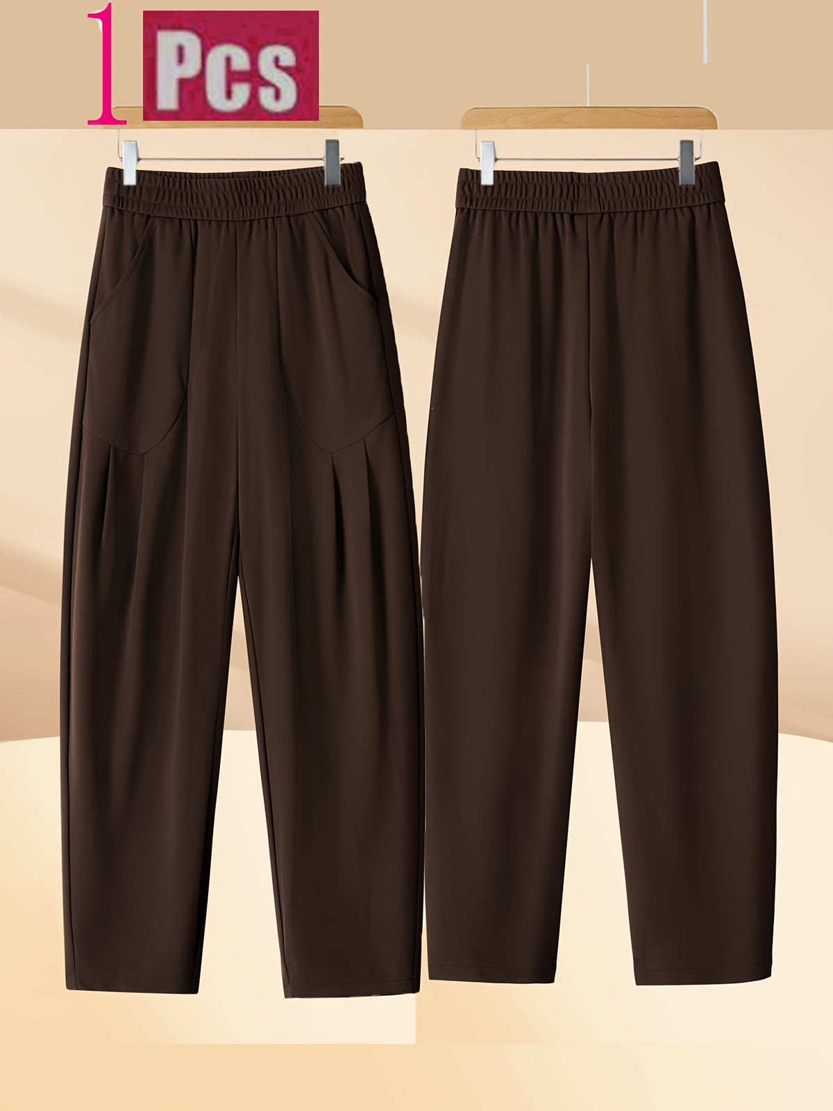 Pantalon carotte grande taille — Maille drapée et plis creux