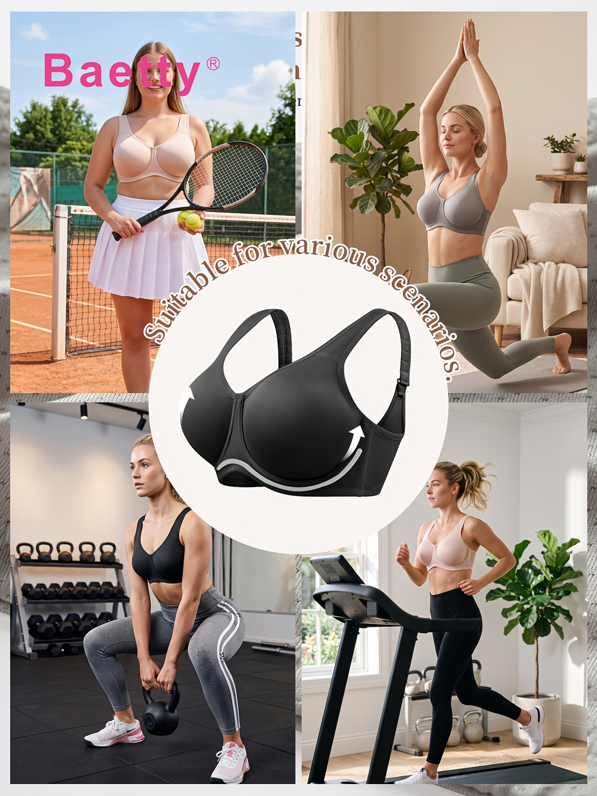Soutien-gorge de sport grande taille — Deux bonnets cerclés