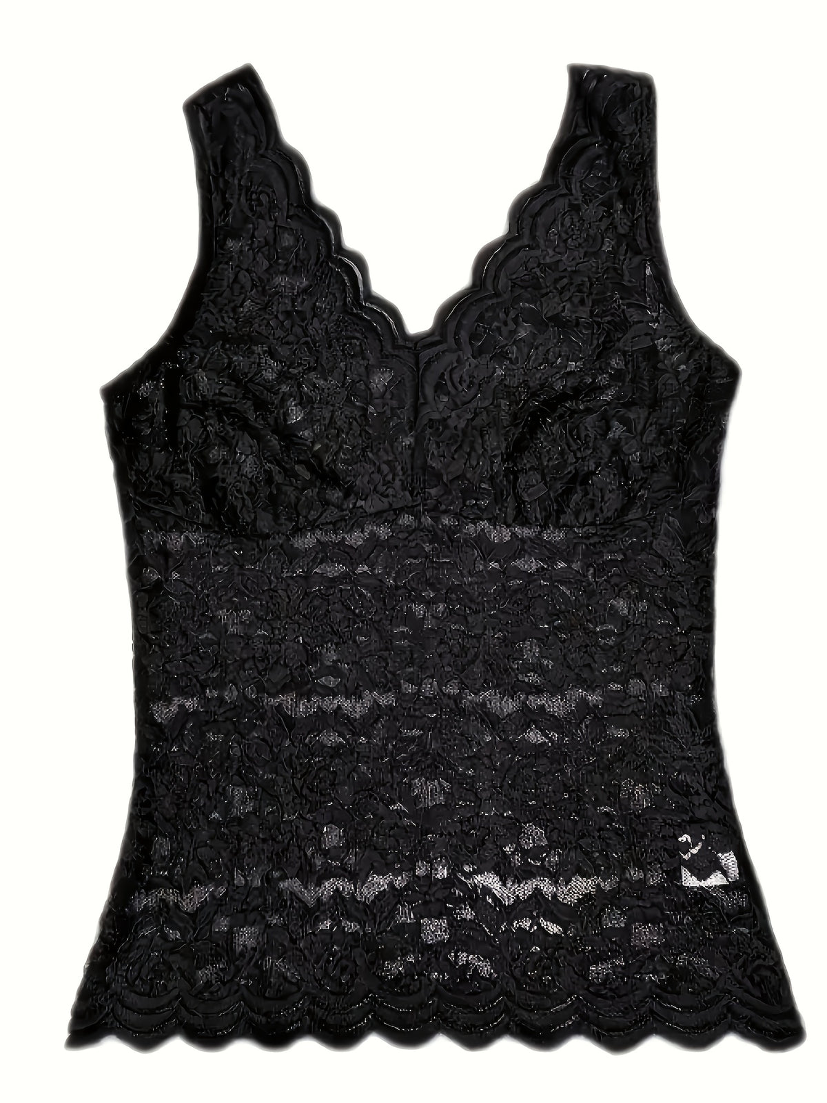 Body gainant grande taille en dentelle, col V, coupe asymétrique sans manches Image