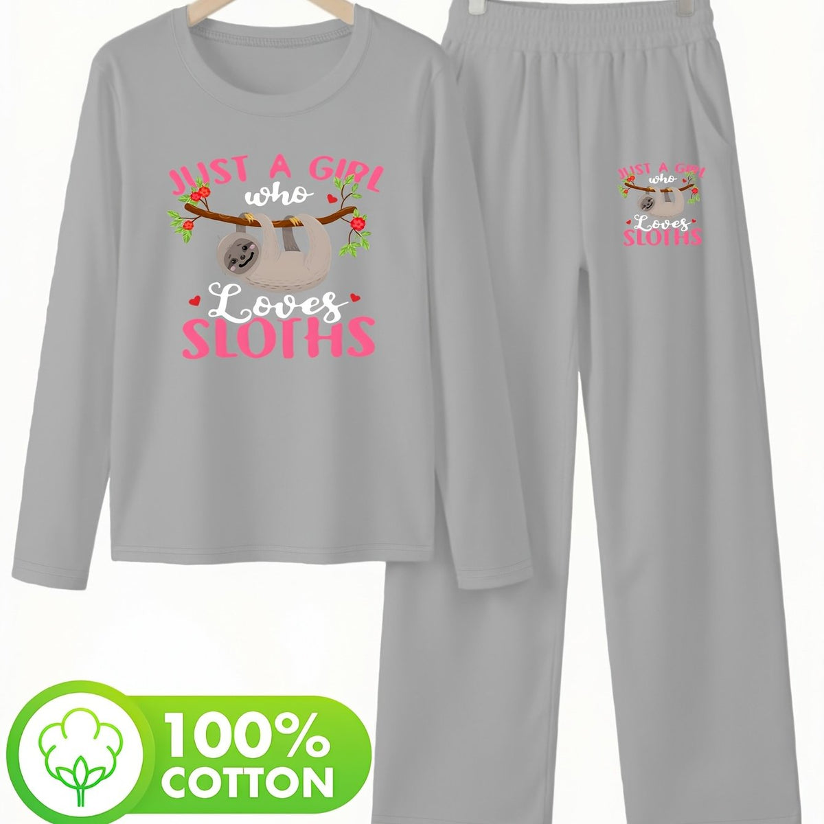 Ensemble grande taille, coupe droite, manches longues, toucher naturel — matière : coton Image