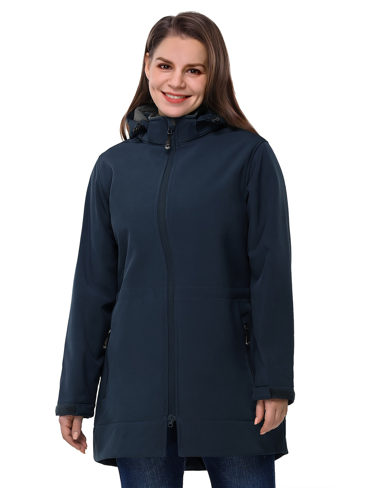 Veste grande taille, capuche, chaleur d'hiver, coupe-vent, gros plan