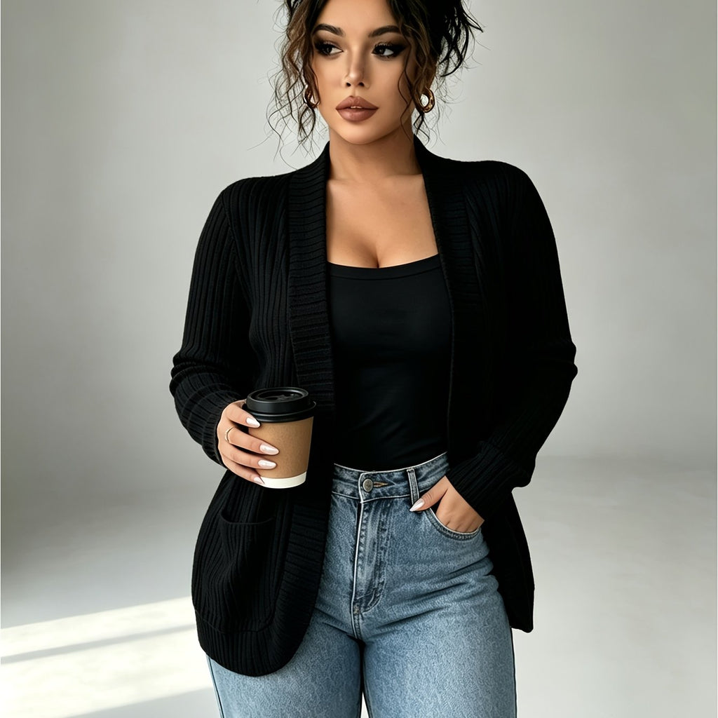Cardigan grande taille, coupe ample, manches longues, vu de dos