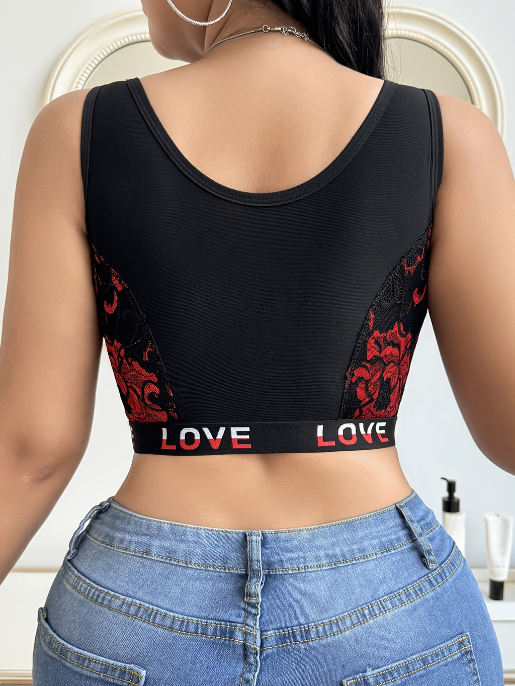 Bustier grande taille — Dentelle deux tons sur fond noir