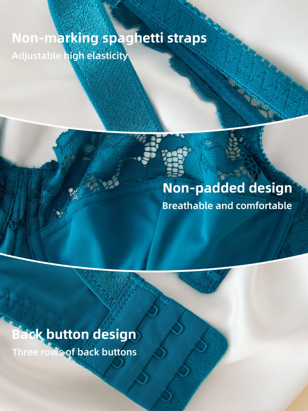 Soutien-gorge à armatures grande taille — Bleu canard, dentelle
