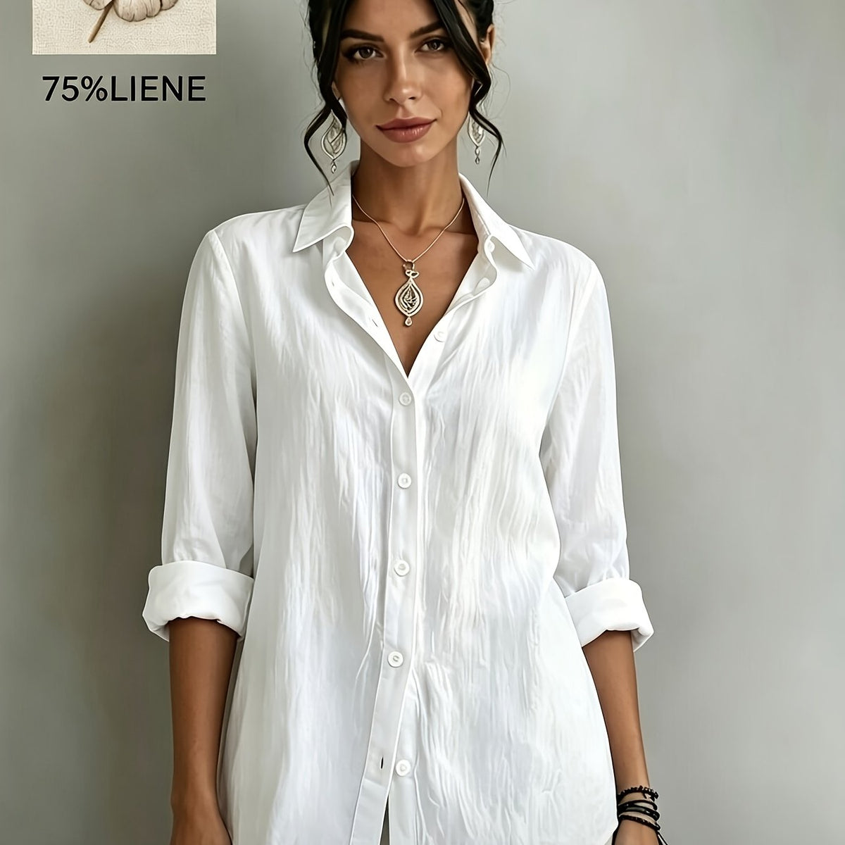 Chemise grande taille en lin, coupe ample, tenue souple — matière : lin