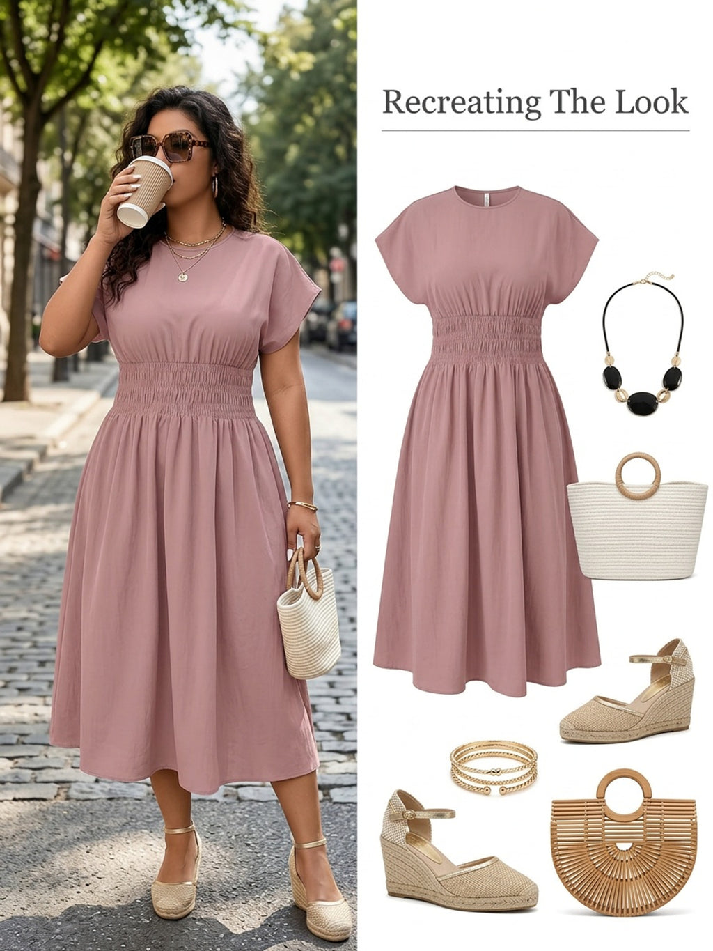 Robe grande taille, coupe ample, longueur midi