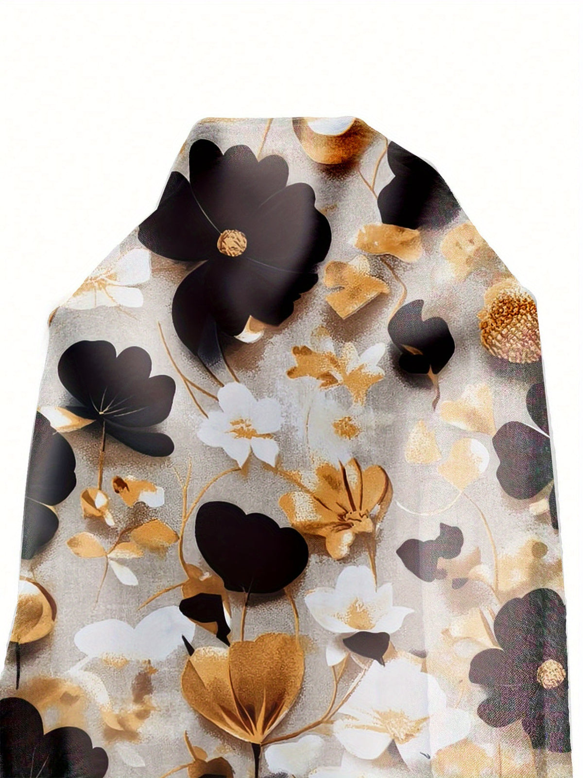 Pantalon grande taille à imprimé fleuri, coupe évasée, cordon, vu de dos