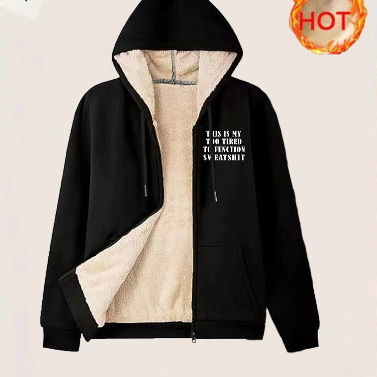 Veste grande taille, capuche, cordon de serrage — matière : polyester