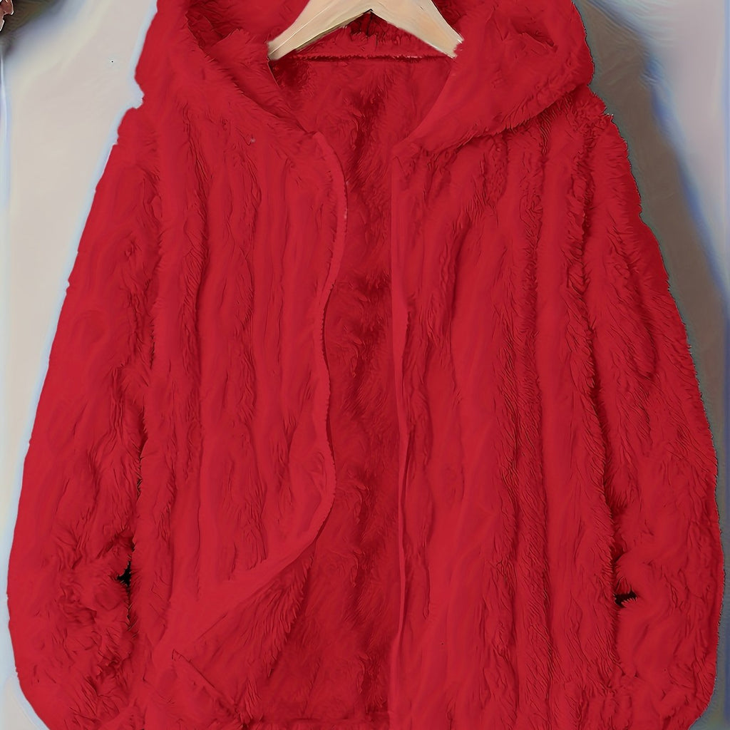 Sweat grande taille, coupe ample, capuche, chaleur d'hiver, porté de face