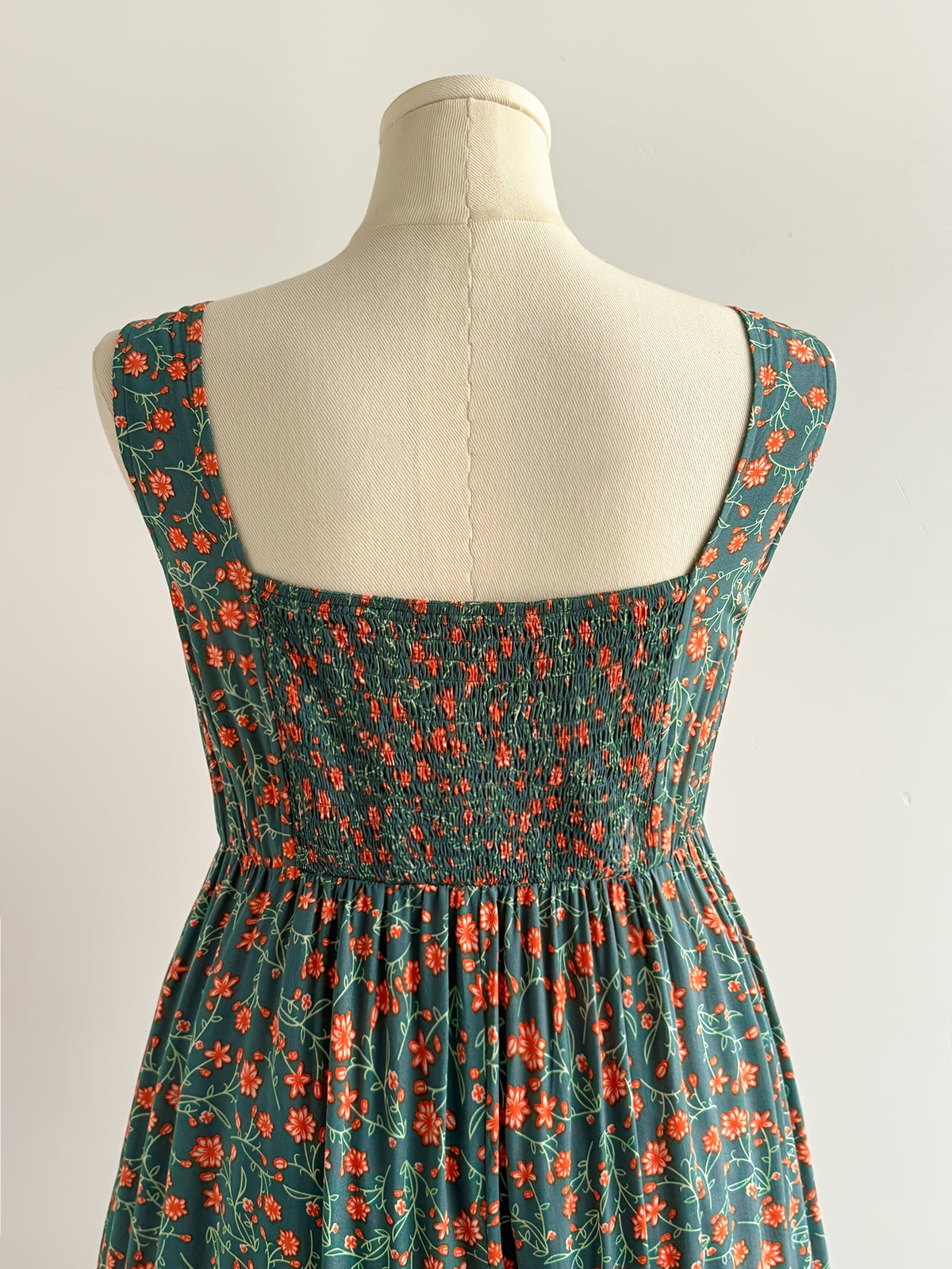 Robe longue grande taille — Viscose bohème à dos smocké