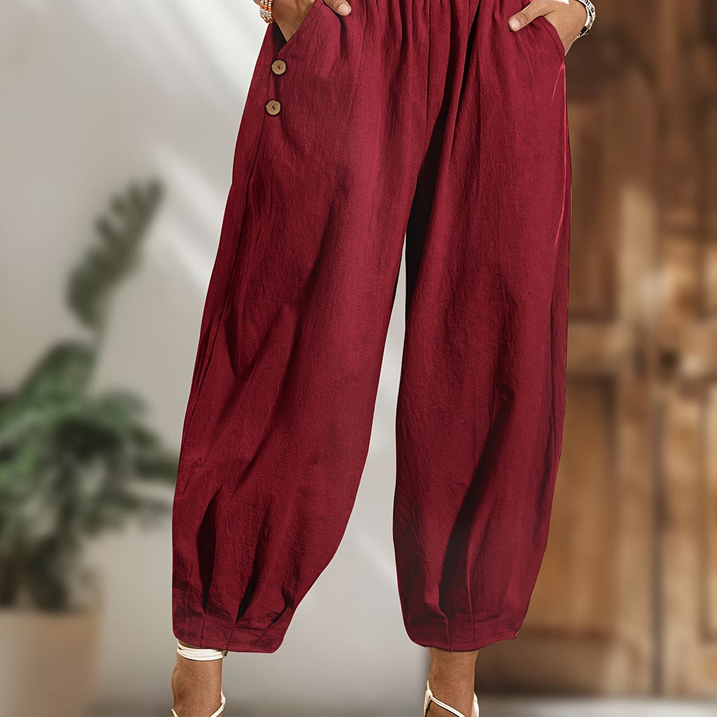 Pantalon grande taille, ligne nette, allure élégante, détail du tissu