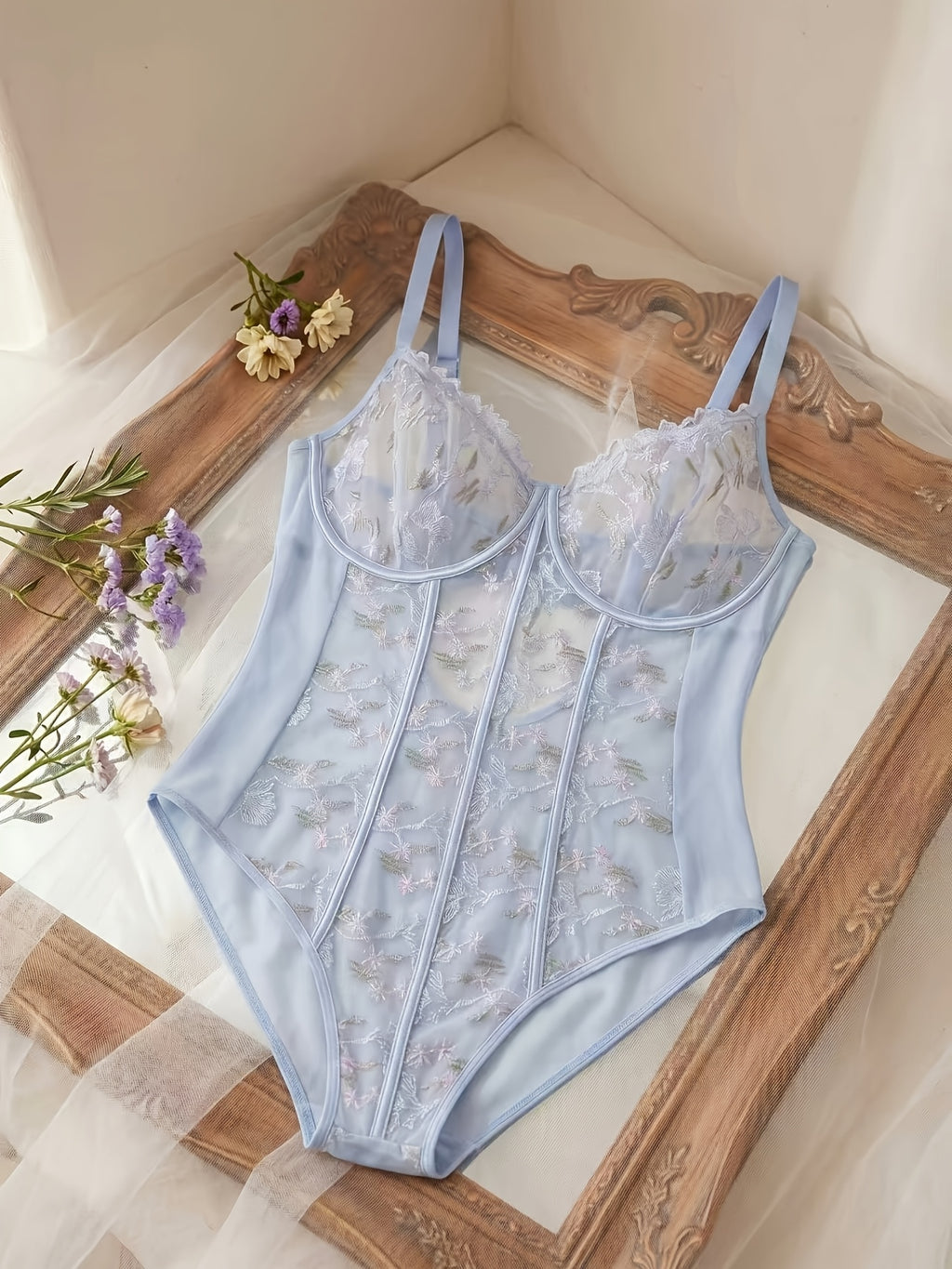 Body gainant grande taille à imprimé fleuri, ligne affirmée, vu de dos