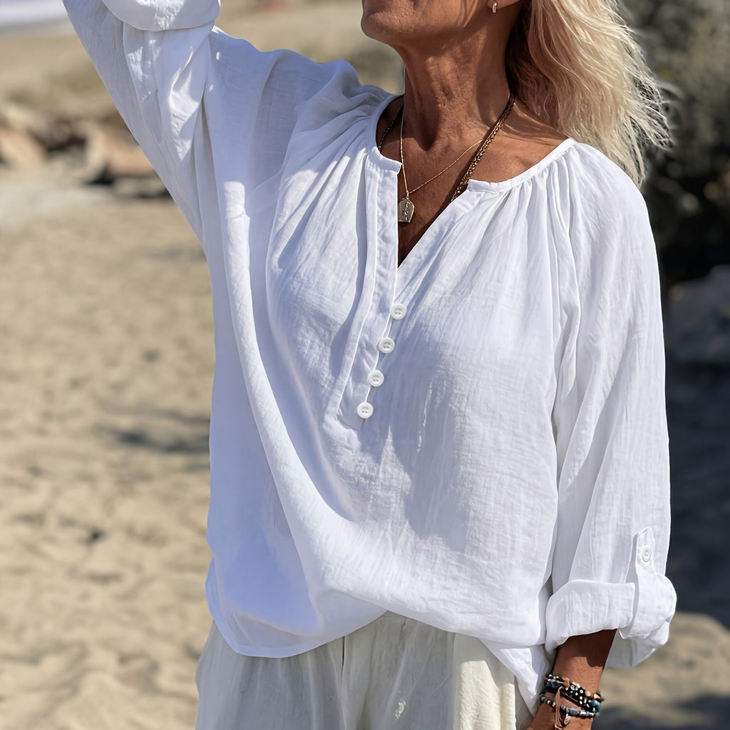 Top grande taille en lin, coupe oversize, tenue souple — matière : lin
