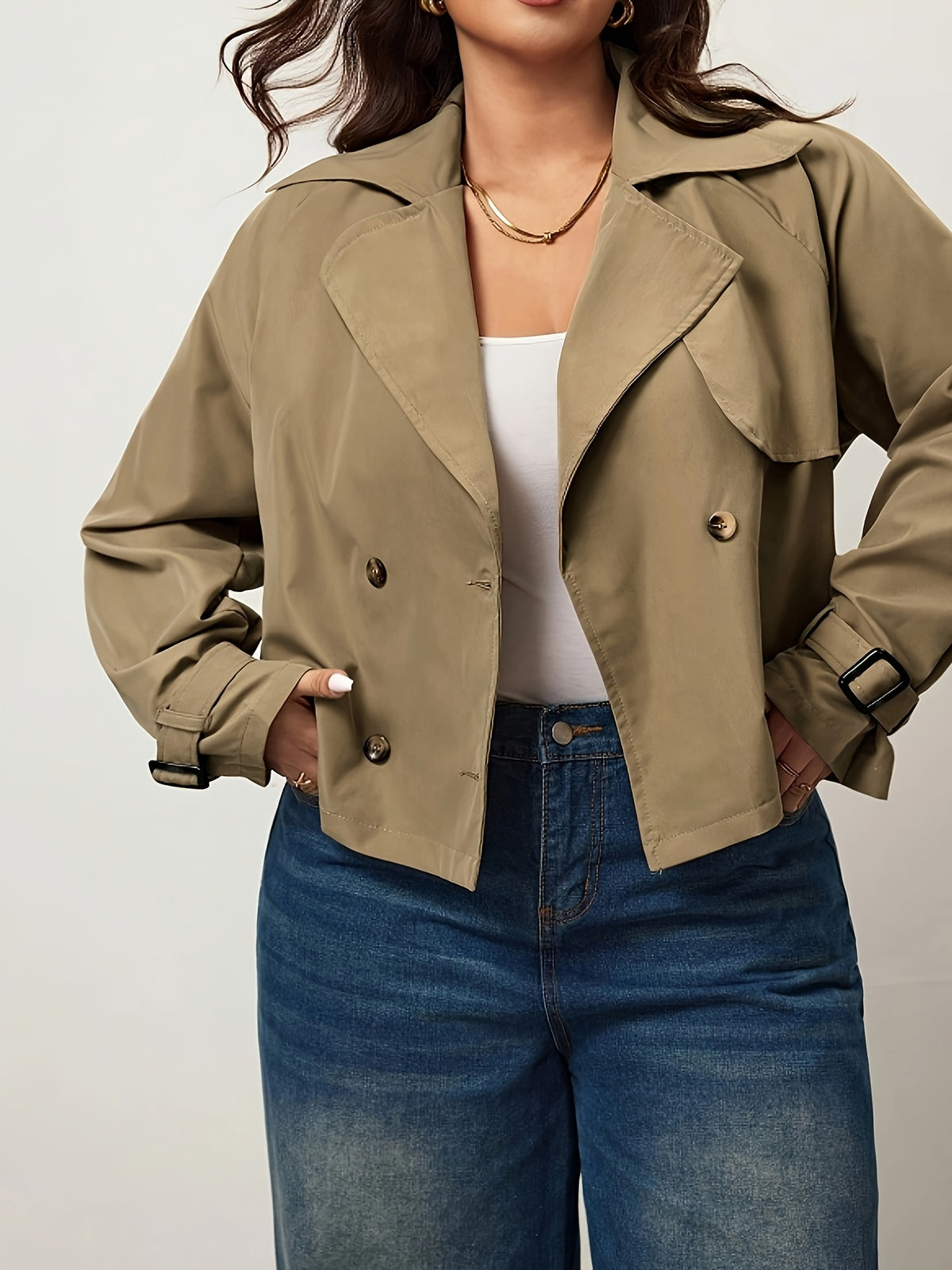Trench grande taille, coupe ample — composition : 100% Polyester