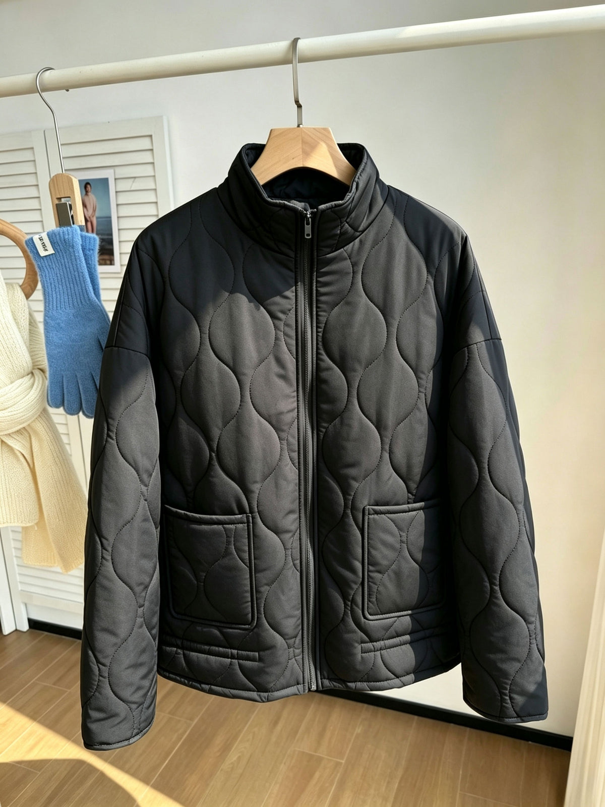 Manteau grande taille, fermeture zippée, matelassé, tissu opaque