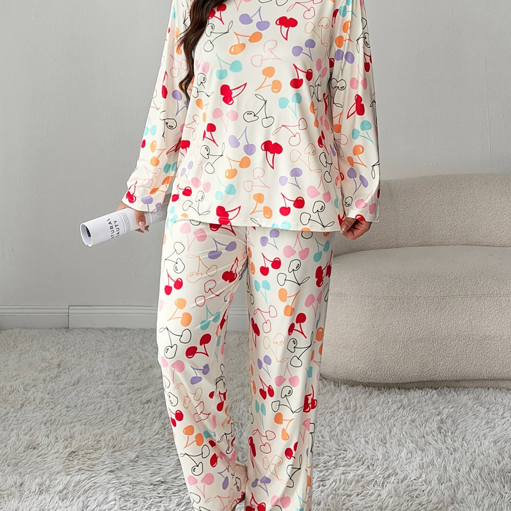 Pyjama grande taille, manches longues — matière : polyester