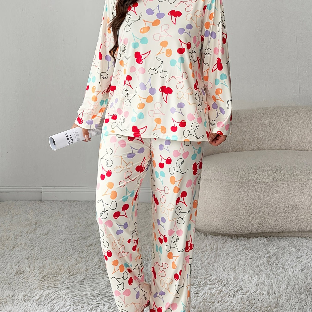 Pyjama grande taille, manches longues — matière : polyester Image