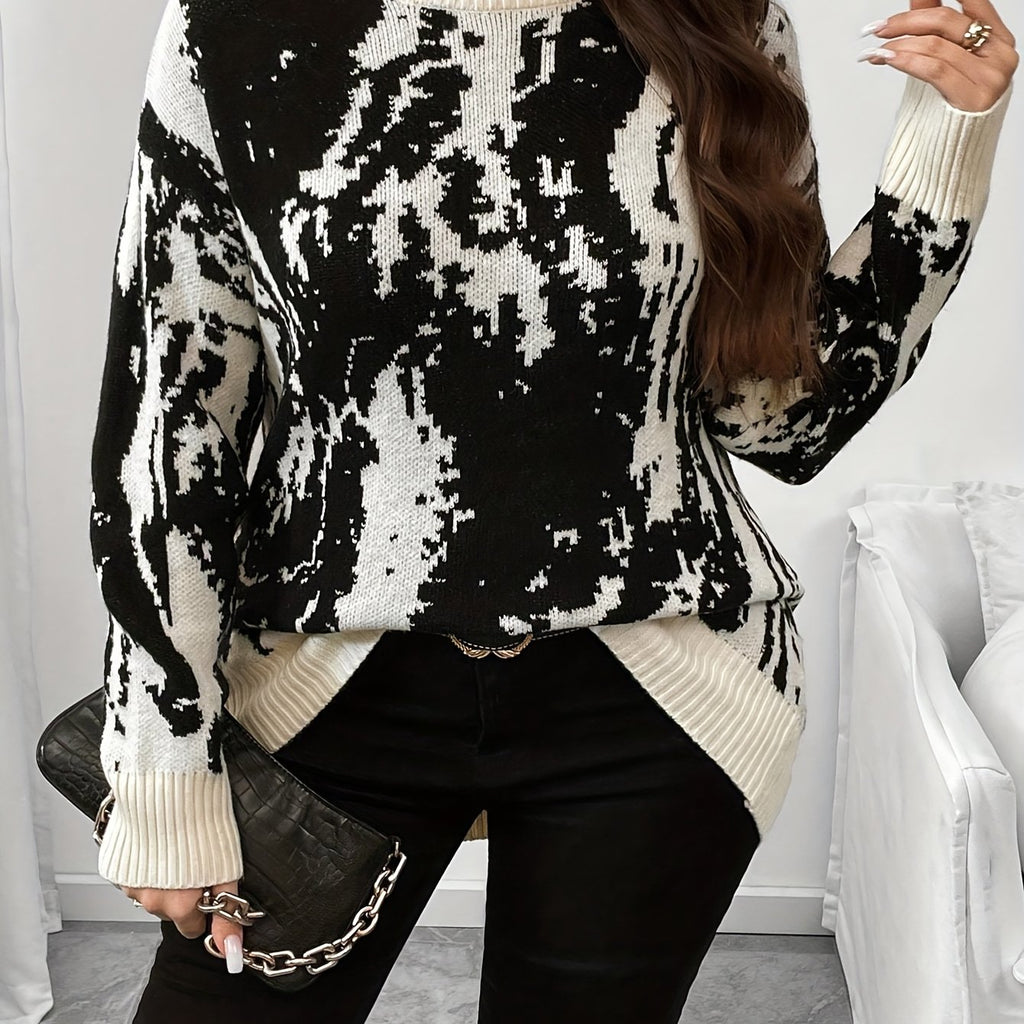 Top grande taille en dégradé, coupe oversize, chaleur d'hiver — matière : polyester